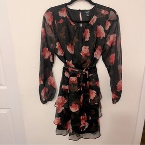 Simply Vera Wang black floral ruffle dress size medium